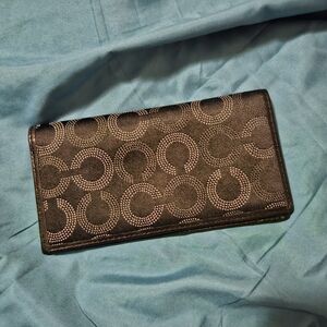 Coach Checkbook Wallet Cover Insert Black/ dark Navy Blue W/ Purple Interior